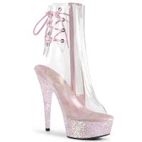 DELIGHT-1018C Pleaser platform high heels ankle boot holographic glitter opal clear