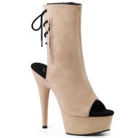 DELIGHT-1018FS Pleaser High Heels Plateaustiefeletten beige velours
