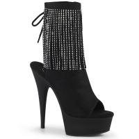DELIGHT-1018RSF Pleaser high heels platform ankle boot rhinstone fringe black velours