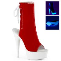 DELIGHT-1018SK Pleaser High Heels Peep Toe Stiefeletten Leinen rot neon weiß