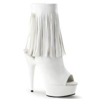DELIGHT-1019 Pleaser high heels platform peep toe fringle ankle boots white
