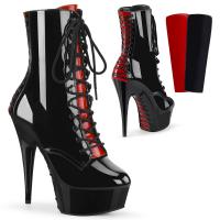 Sale DELIGHT-1020FH Pleaser High-Heels Plateaustiefeletten schwarz-rot Korsettschnürung 41