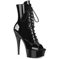 DELIGHT-1021 Pleaser high heels platform peep toe ankle boot black patent