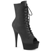 DELIGHT-1021 Pleaser high heels platform peep toe ankle boot black matte