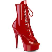 DELIGHT-1021 Pleaser high heels platform peep toe ankle boot red patent
