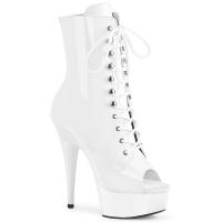 DELIGHT-1021 Pleaser high heels platform peep toe ankle boot white patent