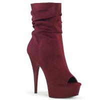 DELIGHT-1031 Pleaser High Heels Crash-Look Peep-Toe Plateaustiefeletten burgund