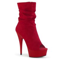 DELIGHT-1031 Pleaser High Heels Crash-Look Peep-Toe Plateaustiefeletten rot