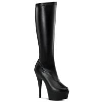 DELIGHT-2000 Pleaser high heels platform stretch knee boots black matte