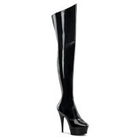 DELIGHT-3010 Pleaser High Heels platform overknee boots black patent