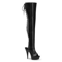 DELIGHT-3017 Pleaser High Heels platform peep toe overknee boots black leather optics