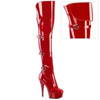 DELIGHT-3018 Pleaser vegan high heels stretch over knee boot red patent
