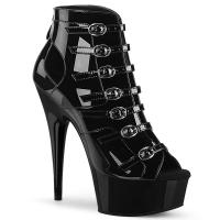 Sale DELIGHT-600-11 Pleaser High Heels platform side cutout ankle bootie black patent 40