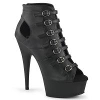 DELIGHT-600-11 Pleaser High-Heels Multiriemchen Cutout Plateaubooties schwarz Lederlook