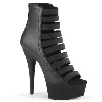 DELIGHT-600-13 Pleaser High-Heels Plateaubooties Stiefeletten schwarz Elastikbänder