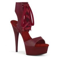 DELIGHT-600-14 Pleaser High-Heels Plateau Bootie-Sandaletten burgund Lederoptik