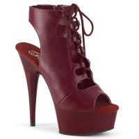 DELIGHT-600-20 Pleaser High-Heels Plateaubooties burgund matt zehen- fersenoffen