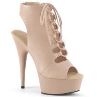DELIGHT-600-20 Pleaser High-Heels Plateaubooties hautfarben matt zehen- fersenoffen