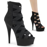 Sale DELIGHT-600-24 Pleaser High-Heels Plateaubooties schwarz Velours Elastikbänder 37