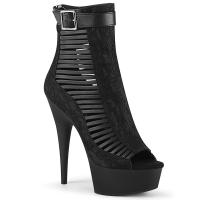 DELIGHT-600-27LC Pleaser High Heels platform open toe strappy ankle bootie black