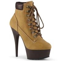 DELIGHT-600TL-02 Pleaser High Heels platform ankle bootie tan nubuck brown