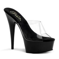 DELIGHT-601 Pleaser High-Heels Plateaupantoletten transparent schwarz