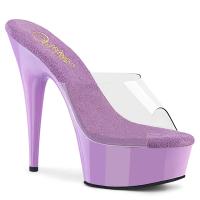 DELIGHT-601 Pleaser erotische Damen High-Heels Plateaupantoletten klar lavendel