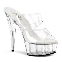 DELIGHT-602 sexy Pleaser High-Heels Doppelriemen Plateaupantoletten transparent