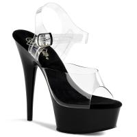 DELIGHT-608 elegant Pleaser High Heels platform sandal transparent black