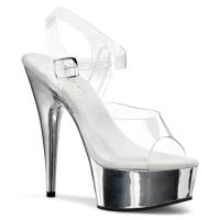 DELIGHT-608 elegante Pleaser High-Heels Plateausandaletten klar silber Chrom