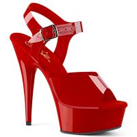 DELIGHT-608N Pleaser High-Heels Plateausandaletten rot weiche Riemchen