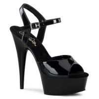 DELIGHT-609 Pleaser High-Heels Plateausandaletten schwarz Lack Lederinnensohle