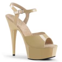 DELIGHT-609 Pleaser High-Heels Plateausandaletten creme Lack Lederinnensohle