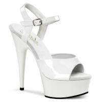 DELIGHT-609 Pleaser High-Heels Plateausandaletten weiß Lack Lederinnensohle