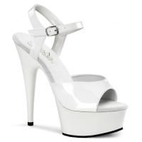 Sale DELIGHT-609 Pleaser High-Heels Plateausandaletten weiß Lack Lederinnensohle 37