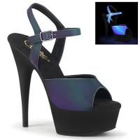 DELIGHT-609REFL Pleaser High-Heels Plateausandaletten grün multi reflektierend schwarz matt