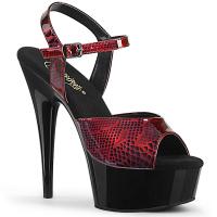 DELIGHT-609SP Pleaser vegane High Heels Damen Stiletto Sandaletten Schlangenprint rot