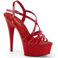 DELIGHT-613 Pleaser high heels platform ankle strap sandal red patent overlapping straps