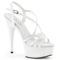 DELIGHT-613 Pleaser high heels platform ankle strap sandal white patent overlapping straps
