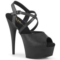 DELIGHT-624-1 Pleaser high heels criss cross ankle strap platform sandal black matte