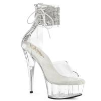 DELIGHT-624RS Pleaser high heels platform ankel cuff sandals rhinestones clear