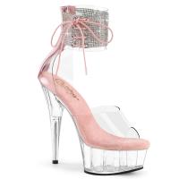 DELIGHT-624RS Pleaser high heels platform ankel cuff sandals rhinestones clear baby pink