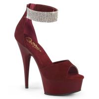 Sale DELIGHT-625 Pleaser Damen High Heels Plateausandaletten Strass Manschette burgund Samt Matt 37