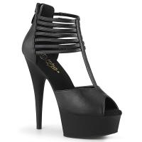 DELIGHT-626 Pleaser High-Heels T-Riemchen Plateausandaletten schwarz matt