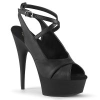 DELIGHT-632 Pleaser Damen High Heels Plateausandaletten Kreuzriemen schwarz Lederoptik