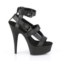 Sale DELIGHT-637 Pleaser vegan high-heels platform sandal buckled ankle strap black matte 35