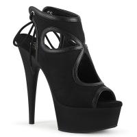 DELIGHT-643 Pleaser vegane High-Heels Damen Plateau Sandalette schwarz Microfaser Lederoptik