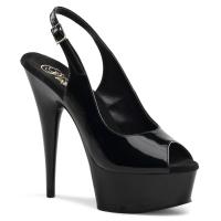 DELIGHT-654 Pleaser High-Heels Slingback Plateausandaletten schwarz Lack zehenoffen