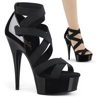 DELIGHT-657 Pleaser High-Heels Plateausandaletten schwarz Lack gekreuzte Elastikbänder