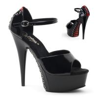 Sale DELIGHT-660FH Pleaser High-Heels Sandaletten schwarz-rot Lack Korsettschnürung 38